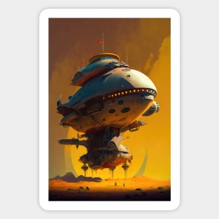 Retro Sci-Fi Spaceship Sticker